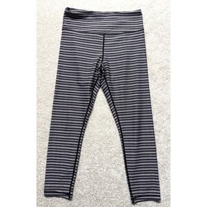 Athletic Leggings Black White Stripe High Waist Cropped Activewear Pants Women